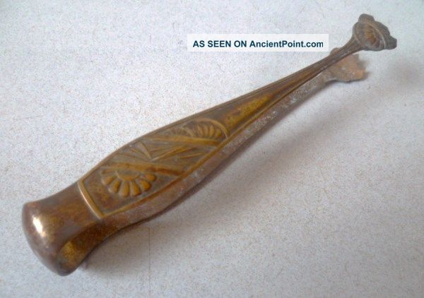 Antique French Gilded Metal Floral Sugar Tongs : Art Deco Style Metalware photo