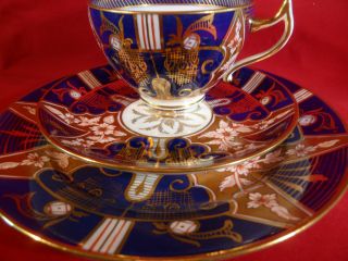 Royal Grafton Antique Tea Cup And Saucer Trio Imari Pat.  Cobalt Gold C1900 - 13 photo