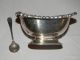 Antique E.  G.  Webster & Son Silver Plate & Cobalt Glass Condiment Dish W /spoon Dishes & Coasters photo 1