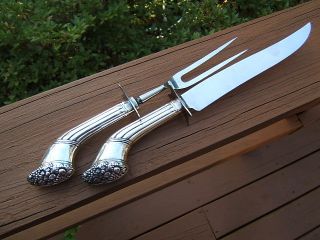 Rogers Silver Plate Horn Of Plenty Carving Knife Fork photo