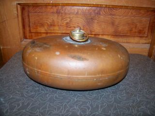 Antique Primitive Copper Oval Foot Warmer With Brass Crew Cap photo