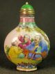 Eximious Chinese Elder With Boy Hand Painted Copper Enamel Snuff Bottle Snuff Bottles photo 3