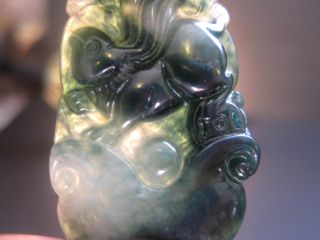 Antique Chinese Icy Green Carved Jade Pendant 4065 photo