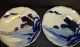 P130721 Pair Meiji Period Japanese Imari Shell Edge Blue Porcelain Chargers 9.  5 Plates photo 3