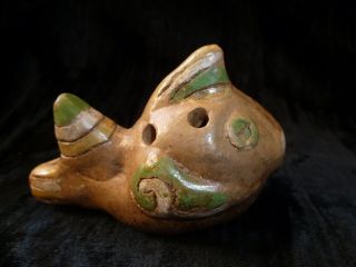Old Peruvian Hand Made Stone Whistle - Fish Shaped With Remnants Of Paint photo