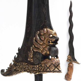 Old Bali Keris Singa Barong Magic Lion Kris Indonesia Lombok Sword Dagger photo