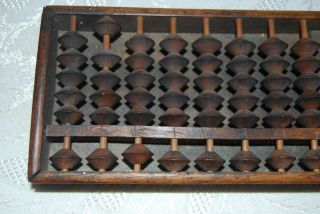 Vintage C.  1940 Japanese Soroban Wooden Bead Abacus Carved Characters Antique photo