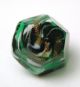 Antique Charmstring Glass Button Green & Gold Swirl Hexagon Swirl Back Buttons photo 1