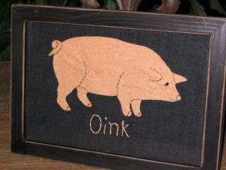 Felt Pig Stitchery Distressed Black Wood Frame By Kathy,  Lisa Johnson Collection photo