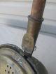 18th To 19th Century Long Handle Brass Bedwarmer Engraved Paisley Lid Early Mend Primitives photo 2