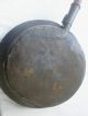 18th To 19th Century Long Handle Brass Bedwarmer Engraved Paisley Lid Early Mend Primitives photo 7