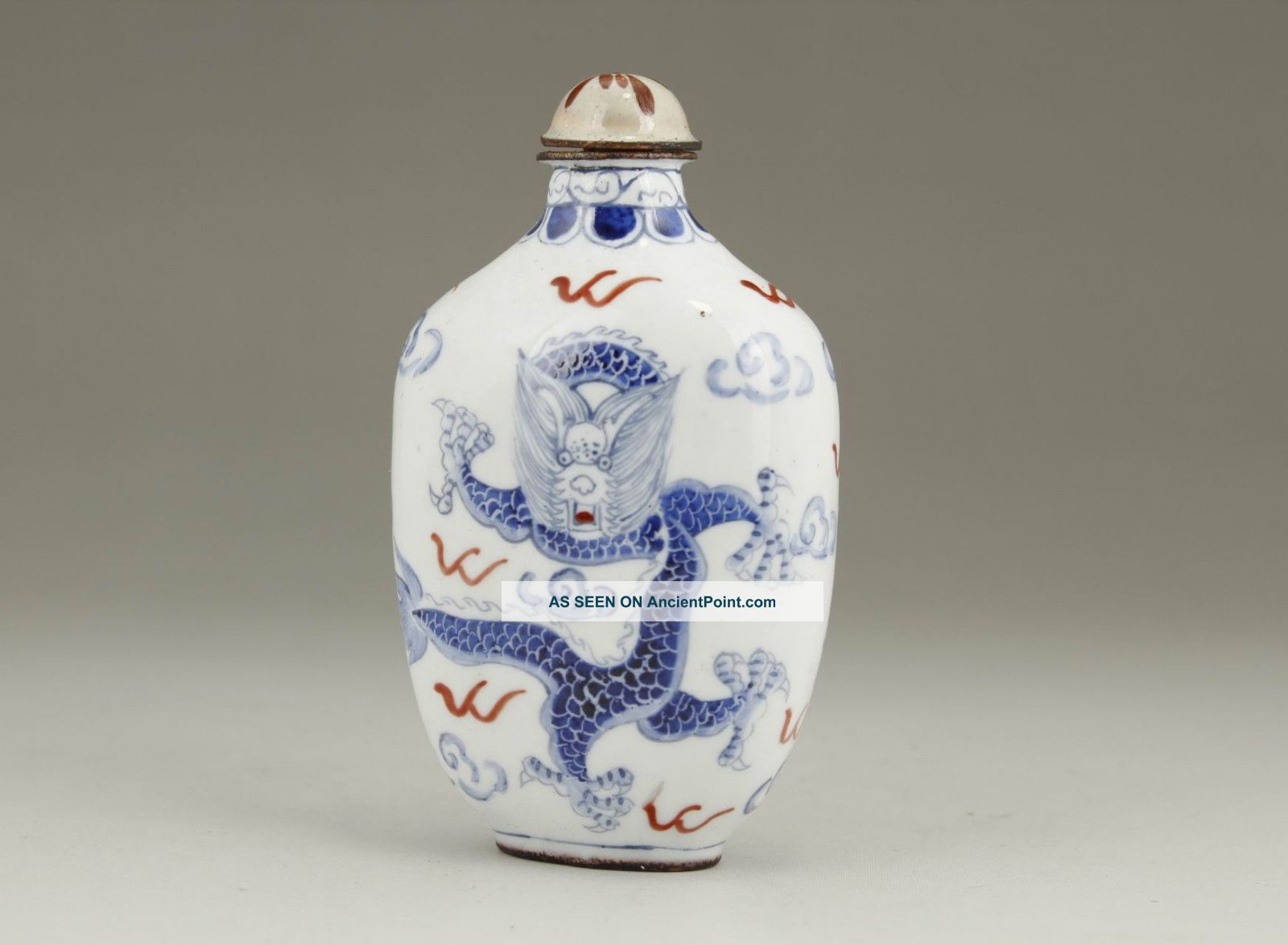 Chinese Old Cloisonne Handwork Painting 2 Dragon Snuff Bottle Snuff Bottles photo