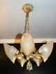 Antique Art Deco Bat Wing Slip Shade Light Fixture Ceiling Chandelier Chandeliers, Fixtures, Sconces photo 2