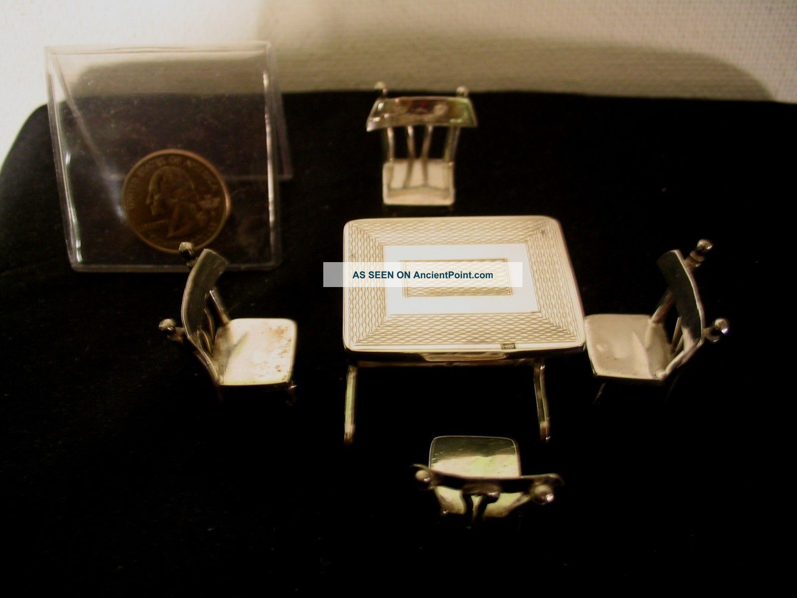 Miniature Silver Table And Chairs Silver Alloys (.800-.899) photo