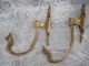 Elegant Pair Of French Brass Gilt Tie Backs Hooks & Brackets photo 1