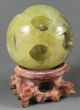 Chinese Natural Jade Hand - Carved Statue Jade Ball With A Wood Stand 2.  2 Inch Dragons photo 4