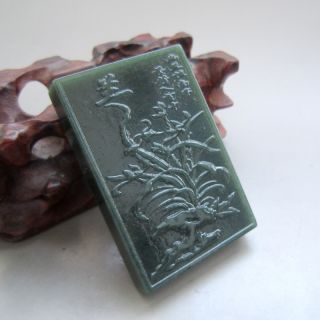 100%natural Hand - Carved Chinese Hetian Jade Orchid Pendant Nr 025 photo