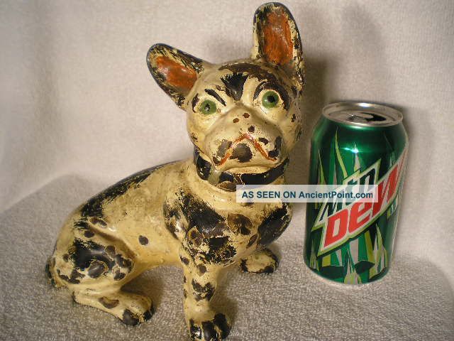 Antique Hubley Cast Iron French Bull Dog Home Art Statue Doorstop Metalware photo