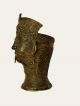 Vintage Old Brass Tribal Face Pen Holder With Craving Gh - 437 India photo 2