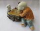 Ancient Color Ceramic Statue Chess Player And Small Animal (dog) Other photo 2