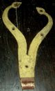 Antique 1700s Forged Iron Serpentine Hinge With 1800s Yellow & Brown Paint Vafo Primitives photo 1