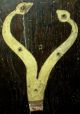 Antique 1700s Forged Iron Serpentine Hinge With 1800s Yellow & Brown Paint Vafo Primitives photo 2