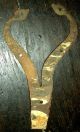 Antique 1700s Forged Iron Serpentine Hinge With 1800s Yellow & Brown Paint Vafo Primitives photo 3