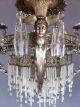 Vintage Antique Crystal 19th Century Chandelier Nouveau Old Lamp Brass Lustre Chandeliers, Fixtures, Sconces photo 7