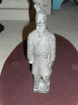 Antique Chinese Clay Warrior Soldier Statue photo
