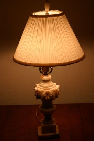 Vintage Italian Carved Marble Lamp photo