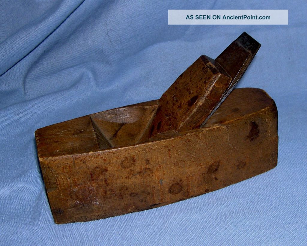 Antique Hand - Crafted Wood Block Plane With Hargraeves,  Smith And Co Blades Primitives photo