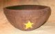 Large Brick Red & Country Star Primitive Crockery Dough Bowl Rustic Aged Finish Primitives photo 1