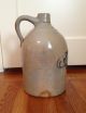 Antique West Troy New York Pottery Two Gallon Stoneware Jug With Cobalt Floral Jugs photo 2