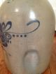 Antique West Troy New York Pottery Two Gallon Stoneware Jug With Cobalt Floral Jugs photo 5