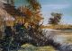 Barns Landscape Rural Scene Signed Oil Painting Farm Art And Lake Other photo 1