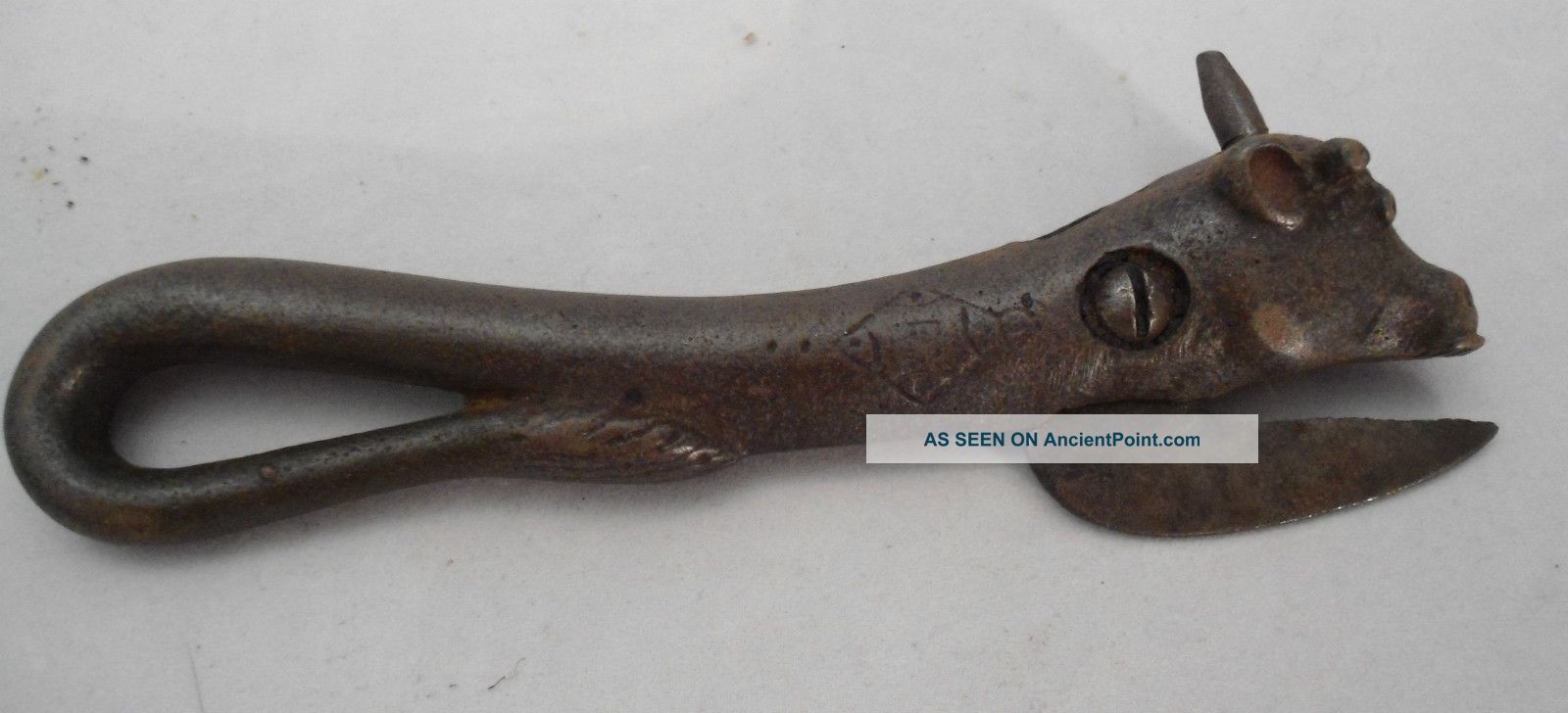 Antique England Cast Iron Cow Box Opener Metalware photo