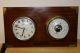 Vintage Mounted Mahogany Mariner Ships Clock Brom & Barometer Italian 