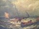 Fine Antique Irish 19thc Marine Oil Painting,  Bringing In The Nets Model Ships photo 3