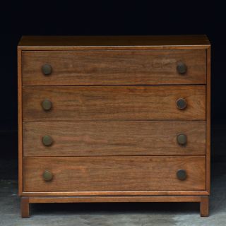 Vintage Mid Century Modern Walnut Dresser Chest Of (4) Drawers - Three Available photo