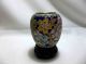 Vintage Chinese Cloisonne Enamel Gilt Vase Carved Wood Stand Vases photo 1