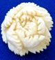 Vtg Intricate Hand Carved White Detailed Carnation Flower Cow Bone Button 3/4 
