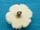 Vtg Intricate Hand Carved White Detailed Carnation Flower Cow Bone Button 3/4 