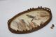 Antique Wicker Tray Bird Feathers Dried Flowers Under Glass Oval Stick & Ball Victorian photo 1