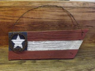 Americana Flag,  Primitive Flag,  4th Of July Flag,  100 + Yr Old Barnwood 31 X 10 photo