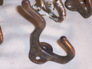 10 Cast Iron Antique C1905 Coat Rack Hook Hall Tree Hat Wall Steel Brass Colored photo