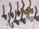 10 Cast Iron Antique C1905 Coat Rack Hook Hall Tree Hat Wall Steel Brass Colored Hooks & Brackets photo 2