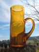 Interesting Piece Of Vintage Amber Art Glass Mug - Applied Handle/tall/wavy/pontil Other photo 1