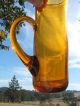 Interesting Piece Of Vintage Amber Art Glass Mug - Applied Handle/tall/wavy/pontil Other photo 2