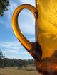 Interesting Piece Of Vintage Amber Art Glass Mug - Applied Handle/tall/wavy/pontil Other photo 6