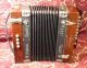 Antique Accordion Musical Instrument Old Vintage Wooden Wood Vulcan Germany Wind photo 1